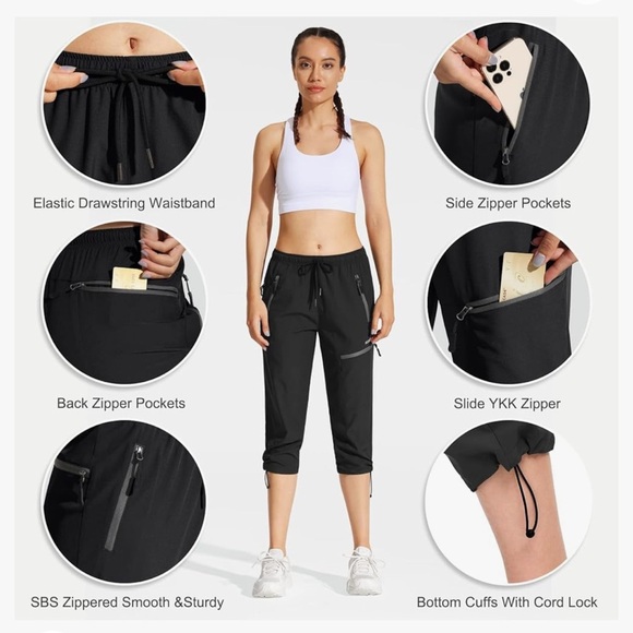 MOCOLY Cargo Hiking Pants Elastic Waist Quick Dry Lightweight Water Resistant - Picture 4 of 16